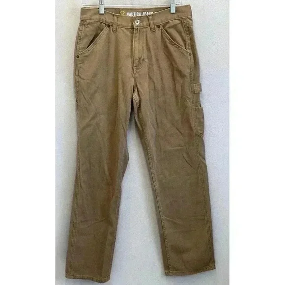 Nautica Jeans Co Men's 30x32 Brown Original Relaxed Fit Carpenter Utility Pants - Picture 1 of 8